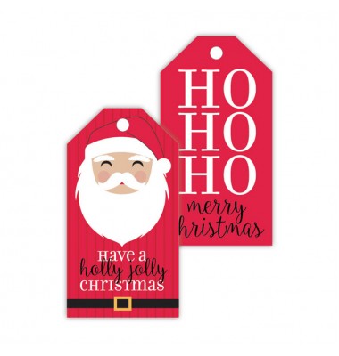 Christmas Gift Tags, Holly Jolly Santa, Roseanne Beck